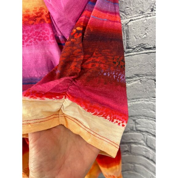 Chico's Cotton Slub Rio Sunset Henley Tee Top Sunset Peach Size 3 XL - Picture 4 of 10